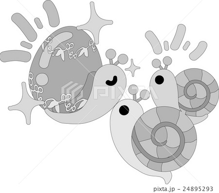可愛いかたつむりとお洒落な殻のイラスト素材