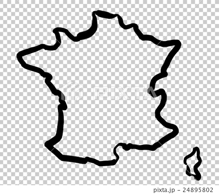フランス 地図 シルエットのイラスト素材
