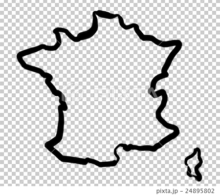フランス 地図 シルエットのイラスト素材