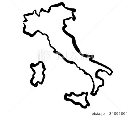 イタリア 地図 シルエットのイラスト素材