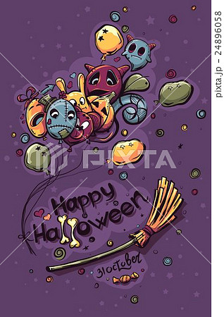 Colored Halloween doodles - Ghosts with balls Colored Halloween doodles - Ghosts with balls 24896058