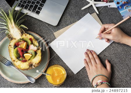 Mockup Copyspace Writing Postcard Travel Concept 24897215