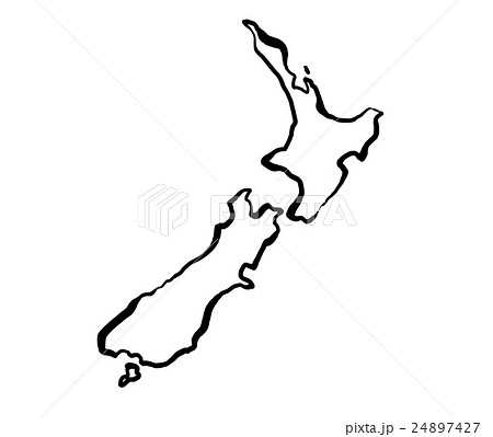 ニュージーランド 地図 イラストのイラスト素材