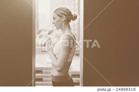 Woman Yoga Practice Pose Training Concept Woman Yoga Practice Pose Training Concept 24899319