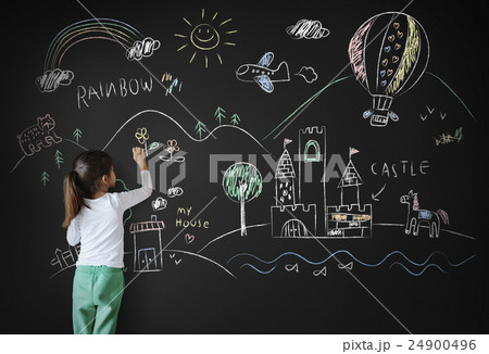 Blackboard Drawing Creative Imagination Idea Concept Blackboard Drawing Creative Imagination Idea Concept 24900496