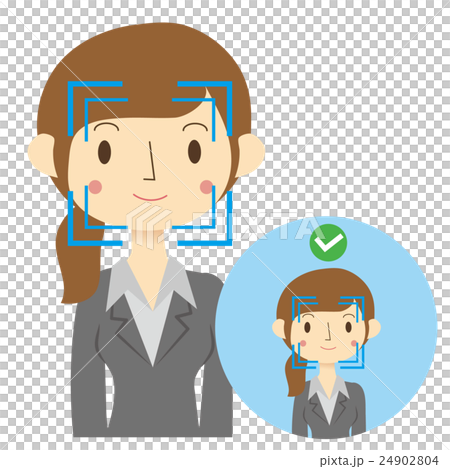 Woman doing face recognition, approval image 24902804