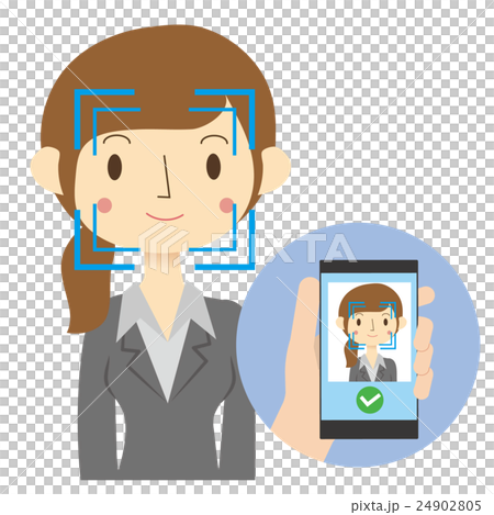 スマートフォン顔認証をする女性 承認イメージ 24902805