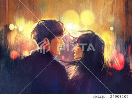 young couple in love outdoor,illustration 24903102