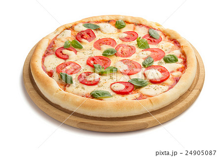margarita pizza isolated on white margarita pizza isolated on white 24905087