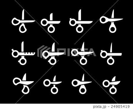 scissors collection on black background 24905419