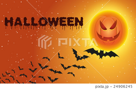 Halloween background with flying bats over moon 24906245