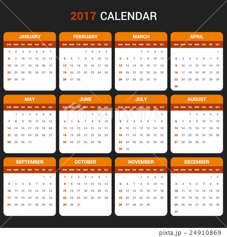 Calendar Template for 2017 year. Vector Calendar Template for 2017 year. Vector 24910869