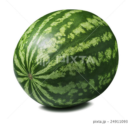 Whole striped round watermelon isolated on white 24911093