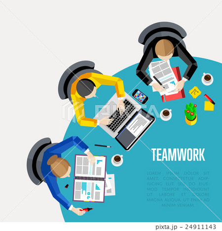 Teamwork concept. Top view workspace background 24911143