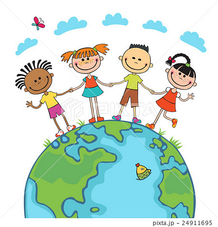 Globe Kids. Children Earth Day. Vectorのイラスト素材 [24911695] - PIXTA