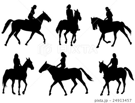 woman riding horse silhouettes 24913457