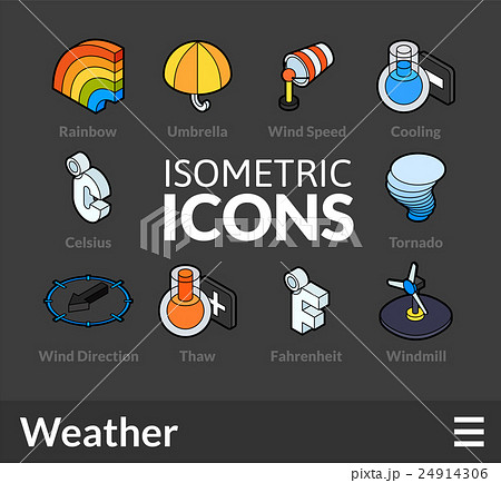 Isometric outline icons set 24 24914306