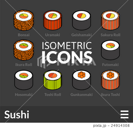 Isometric outline icons set 26 24914308