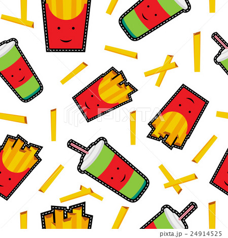 Fast food stitch patch icons seamless pattern 24914525