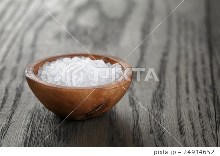 sea salt in wooden bowl for cooking or spa 24914652