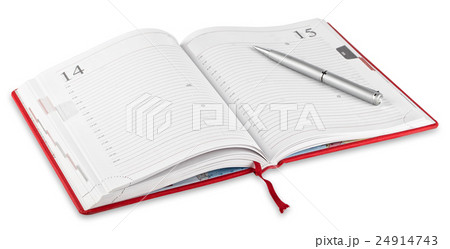 Opened red diary and pen Opened red diary and pen 24914743