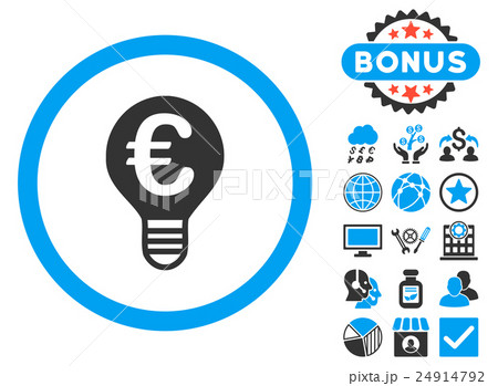 Euro Bulb Flat Vector Icon with Bonus 24914792