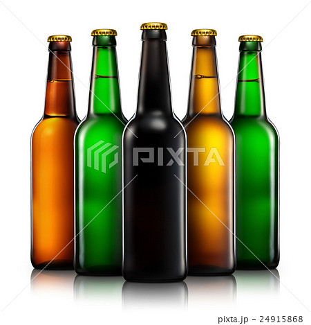 Set of beer bottles isolated on white background 24915868