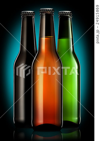 Set of beer bottles isolated on black background 24915869