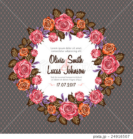 Vintage wedding invitation card frame with roses 24916507