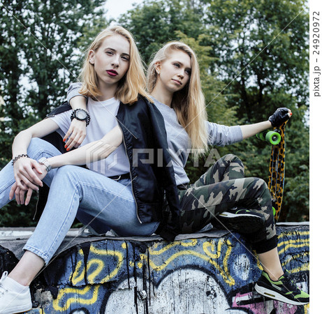 two blonde real teenage girl hanging out at summer two blonde real teenage girl hanging out at summer 24920972