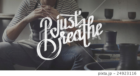 Just Breath Calmness Peaceful Mind Meditation Concept Just Breath Calmness Peaceful Mind Meditation Concept 24923116