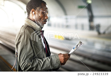 Businessman Using Mobile Railroad Transportation Concept 24923339