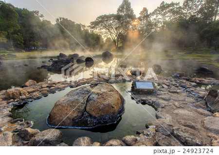 Environment hot spring in sunrise time Environment hot spring in sunrise time 24923724