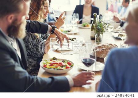 Business People Meeting Eating Discussion Cuisine Party Concept Business People Meeting Eating Discussion Cuisine Party Concept 24924041