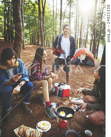 Friends Camping Cooking Breakfast Concept 24925339