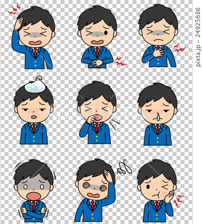 男子学生 病気のイラスト素材