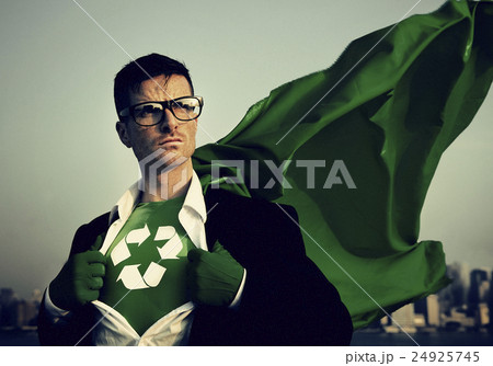 Superhero With Recycling Symbol on Outfit Superhero With Recycling Symbol on Outfit 24925745