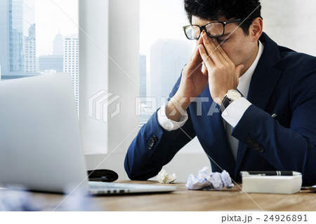 Stressed Gesture Businessman Workplace Concept Stressed Gesture Businessman Workplace Concept 24926891