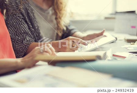 Women Friends Talking Using Tablet Concept Women Friends Talking Using Tablet Concept 24932419