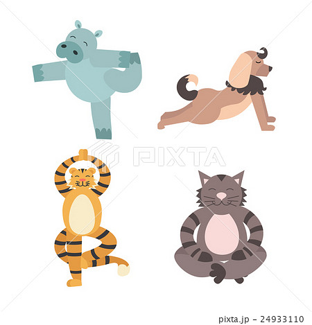 Fun Animals Of Yoga Pose Vectorのイラスト素材