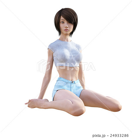 ポーズする脚の綺麗な女性 Perming3dcg イラスト素材のイラスト素材