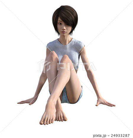 ポーズする脚の綺麗な女性 Perming3dcg イラスト素材のイラスト素材