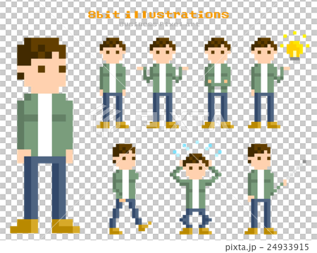 Pixel illustration: Young man set variations Pixel illustration: Young man set variations 24933915