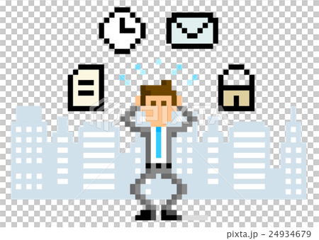 ピクセルイラスト 忙しいビジネスマンのイラスト素材