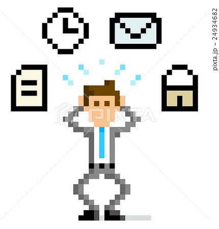 ピクセルイラスト 忙しいビジネスマンのイラスト素材
