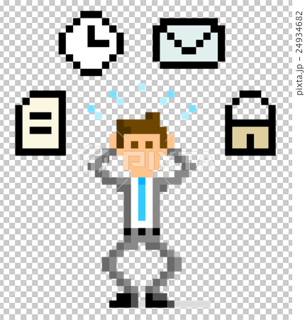 Pixel illustration: busy businessman 24934682