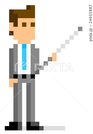 ピクセルイラスト：指し棒で説明するビジネスマン 24935887