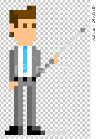 ピクセルイラスト：指し棒で説明するビジネスマン 24935887