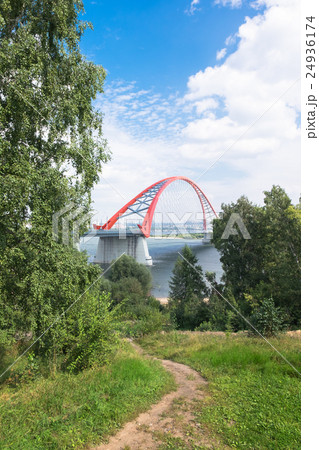 Colorful red bridge in Novosibirsk city 24936174