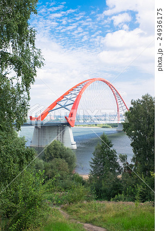 Colorful red bridge in Novosibirsk city 24936175